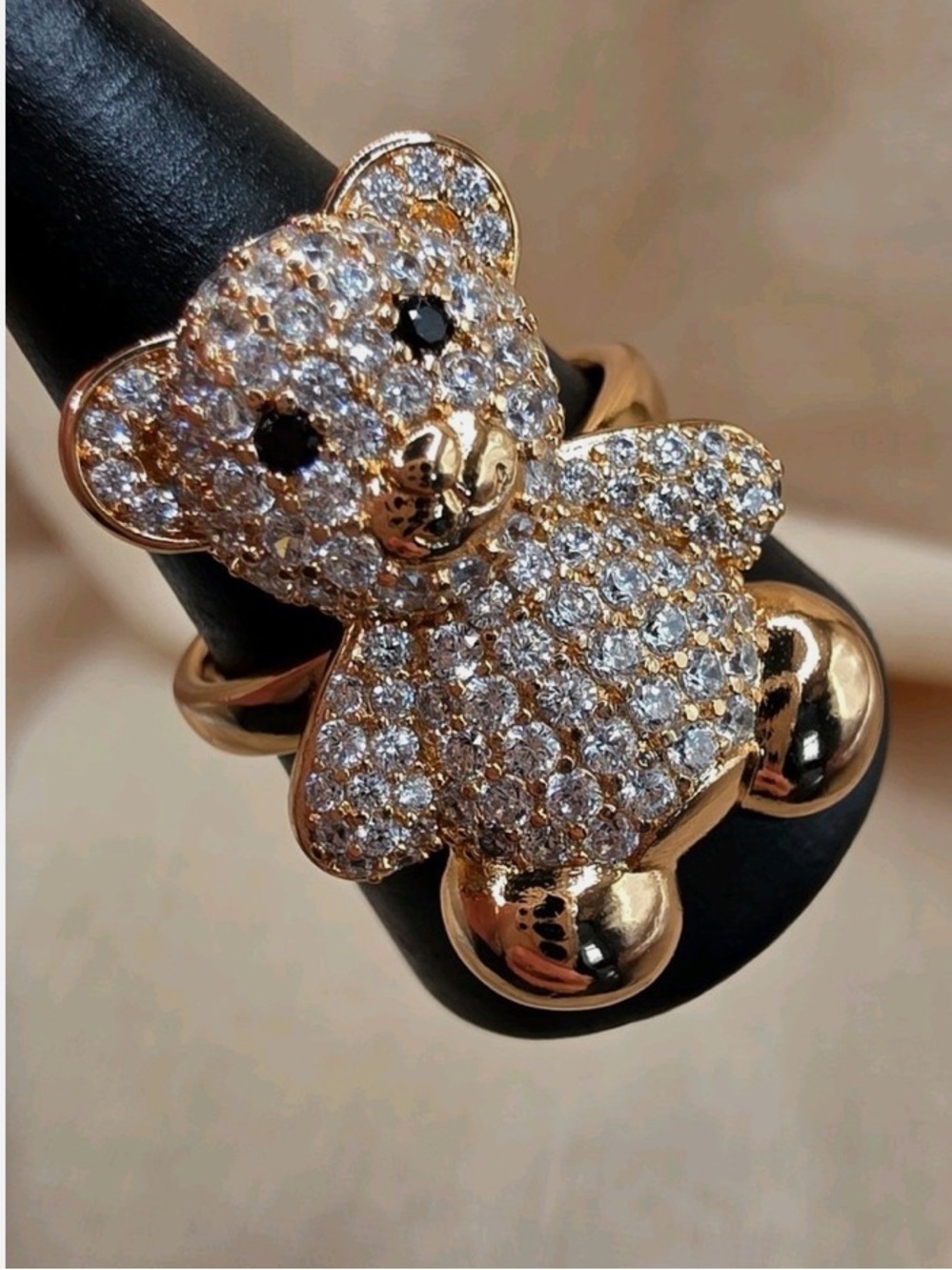 Gold and Silver Teddy Bear Ring size 9 - Picture 2 of 7